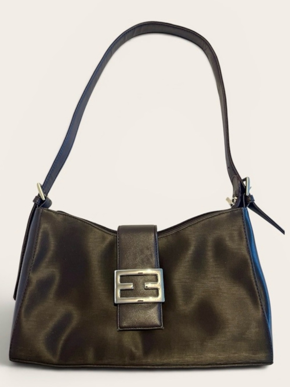 Vintage Brown Baguette Shoulder Bag Y2K Minimalist Buckle Purse